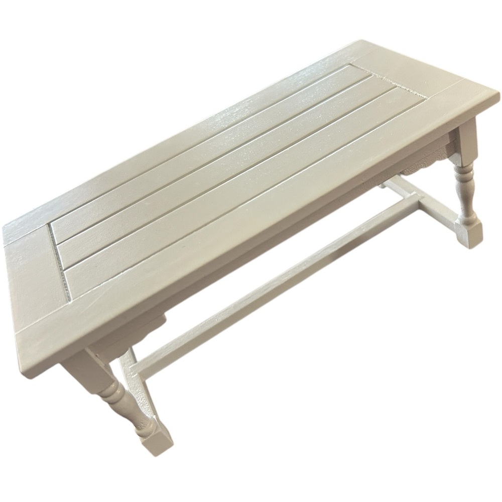 Dollhouse miniature, white wood refractory table kitchen new 1:12 scale
